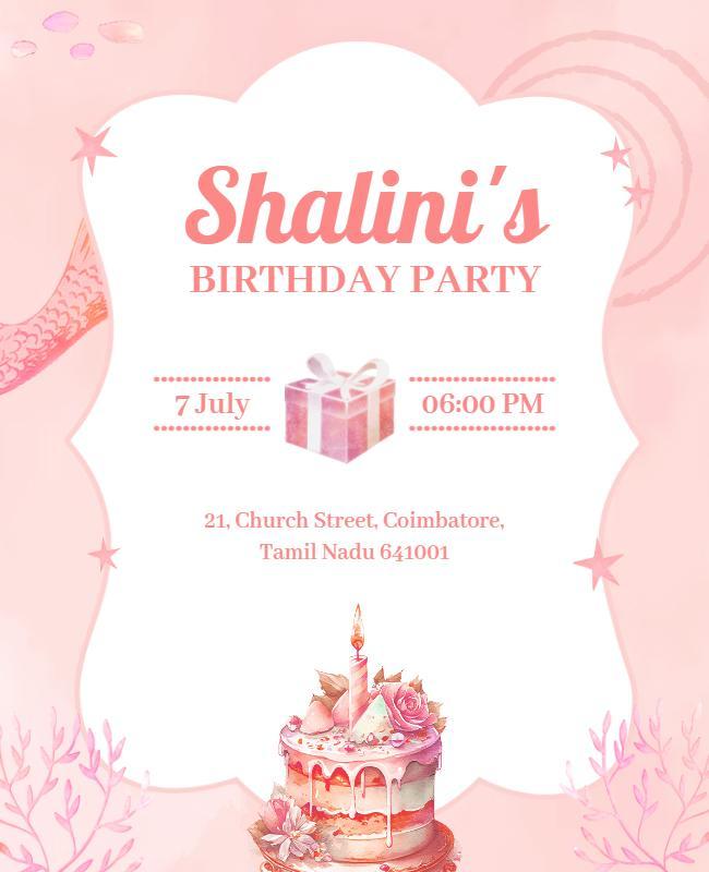 Pink Themed Birthday Celebration Invitation Flyer Template