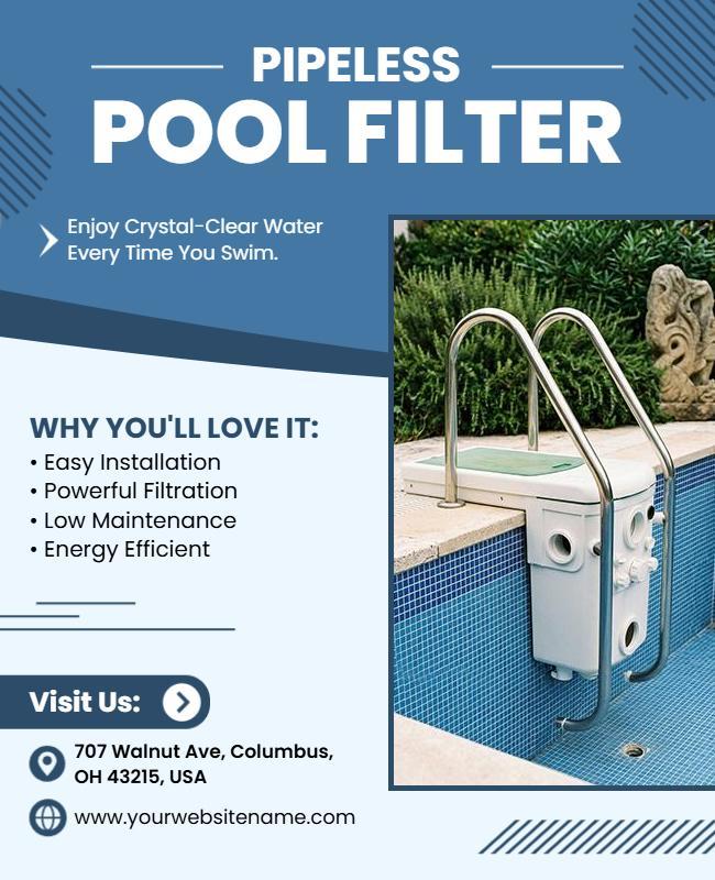 Pipeless Pool Filter Advertising Flyer Template
