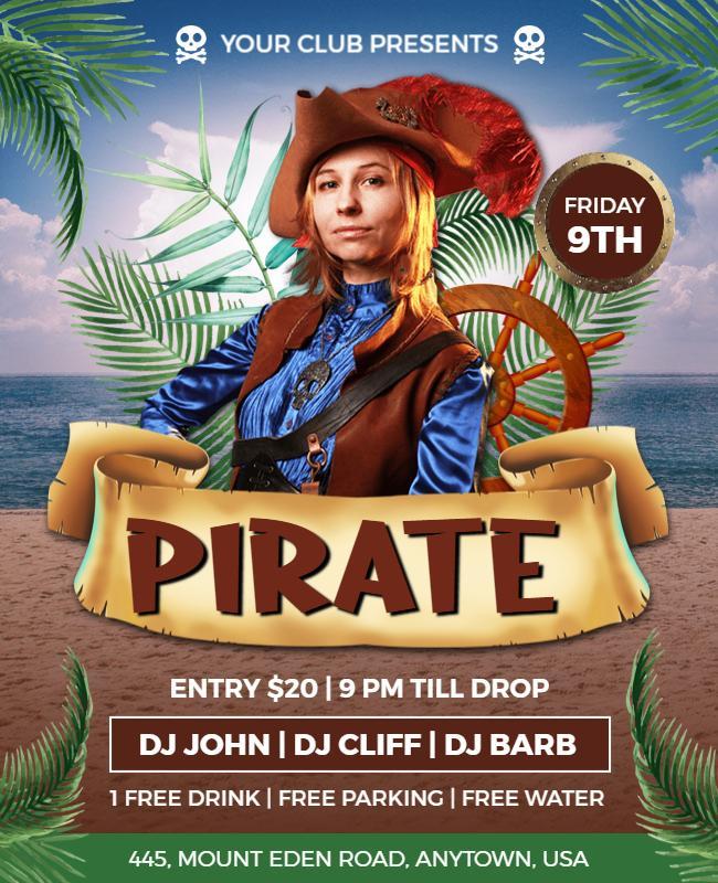 Pirate Themed Club Party Flyer Template