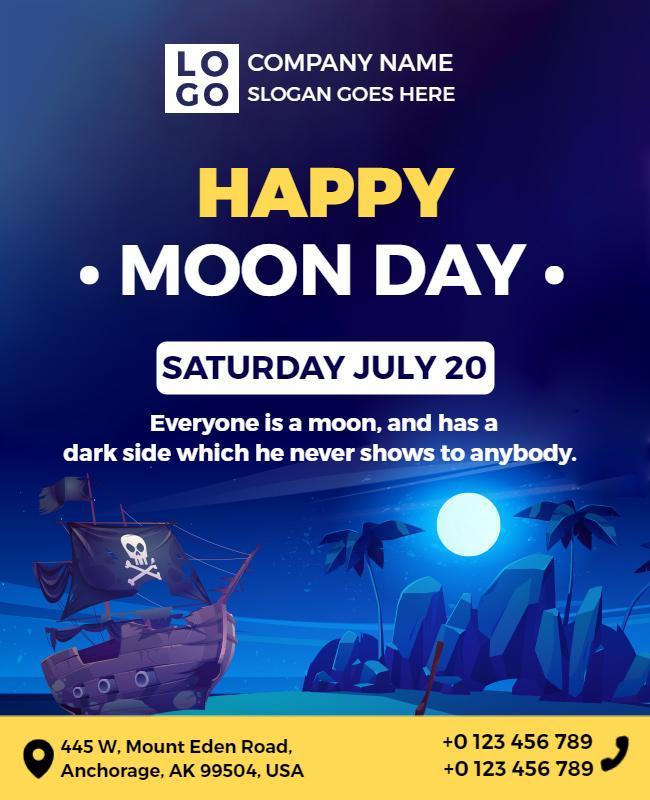 Pirate Themed Moon Day Celebration Flyer Template