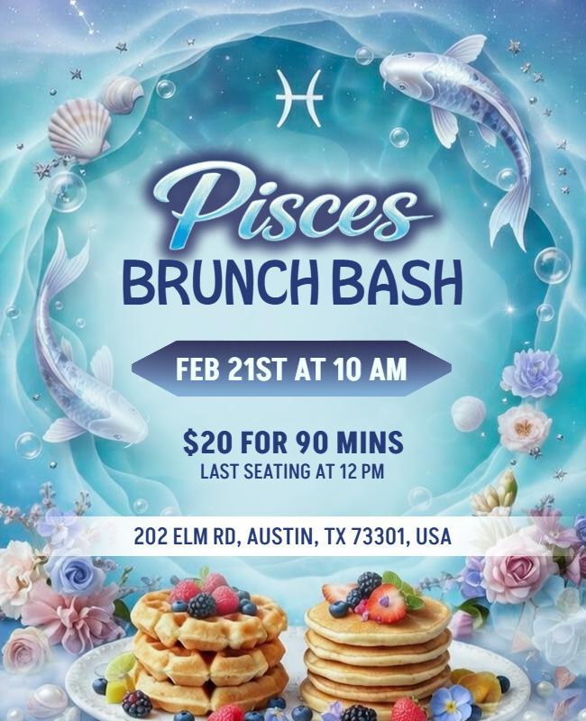 Pisces Brunch Bash Event Flyer Template