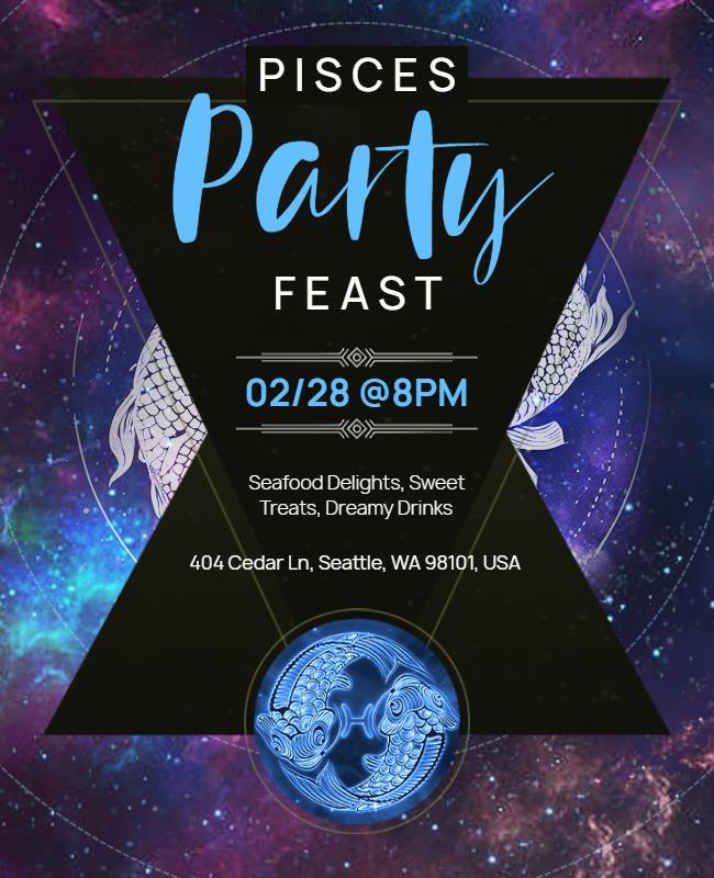 Pisces Party Food Feast Flyer Template