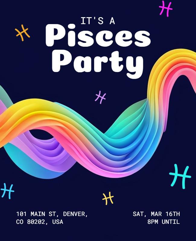 Pisces Zodiac Themed Party Flyer Template