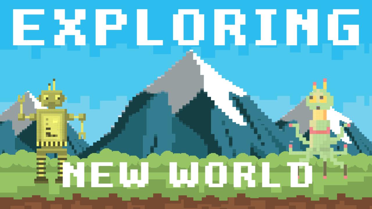 Pixel Art Adventure Robots New World Gaming YouTube Thumbnail Template