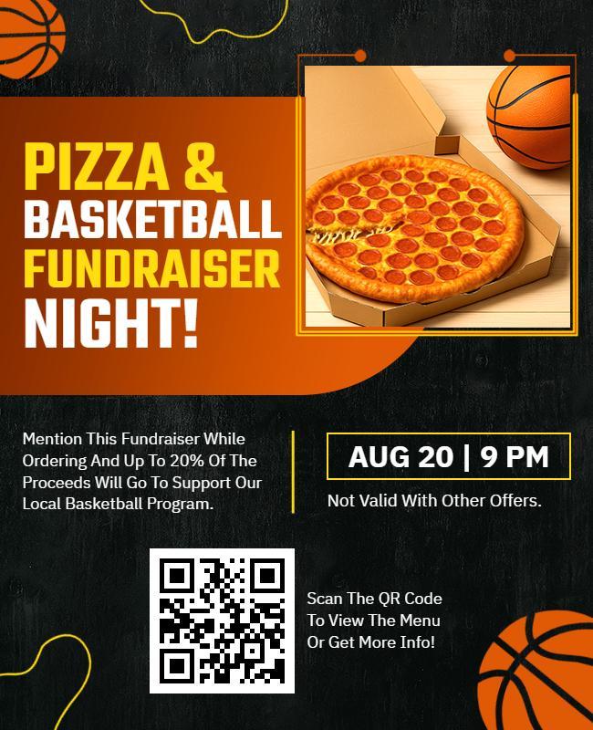 Pizza and Basketball Fundraiser Night Flyer Template