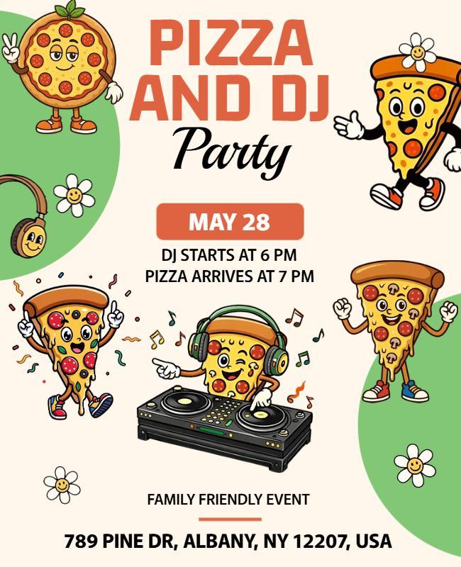 Pizza and DJ Party Event Flyer Template