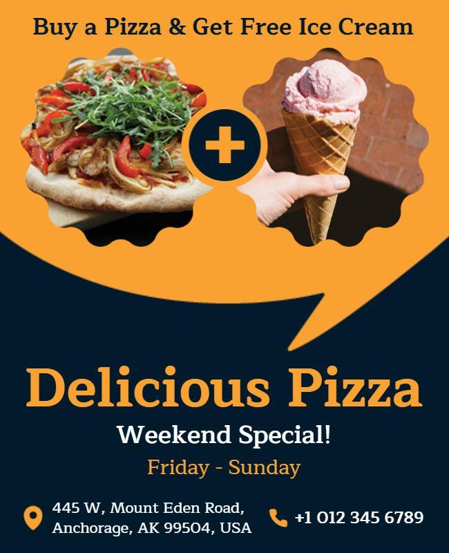 Pizza and Ice Cream Special Offer Flyer Template