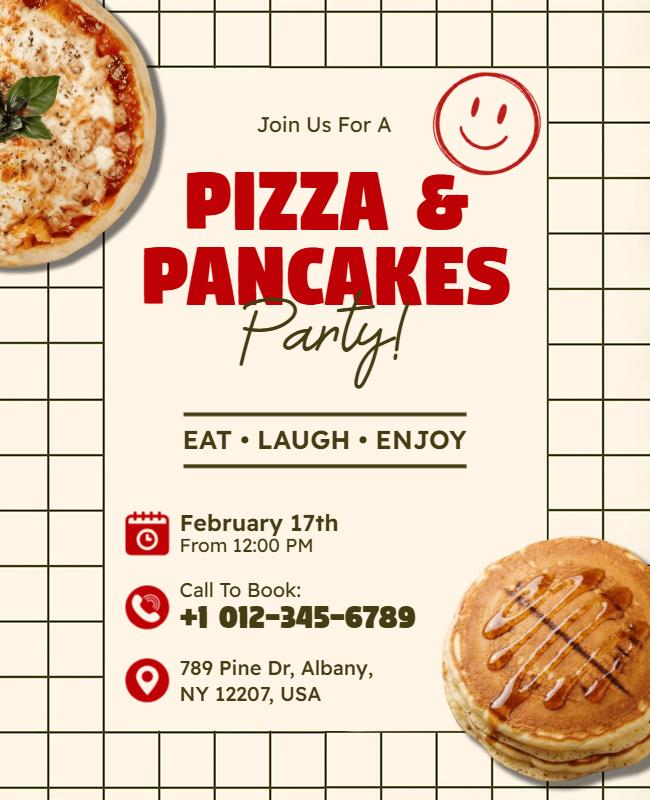 Pizza and Pancakes Party Invitation Flyer Template