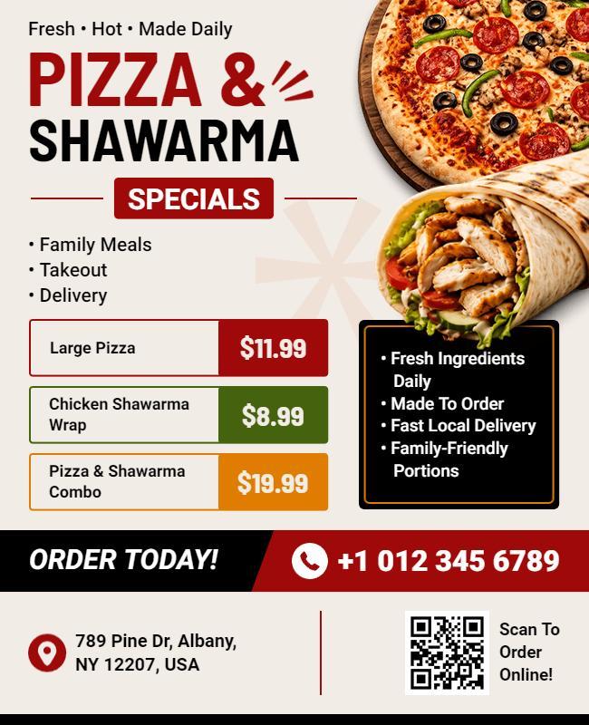 Pizza and Shawarma Specials Flyer Template