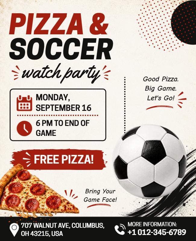 Pizza and Soccer Game Watch Party Flyer Template