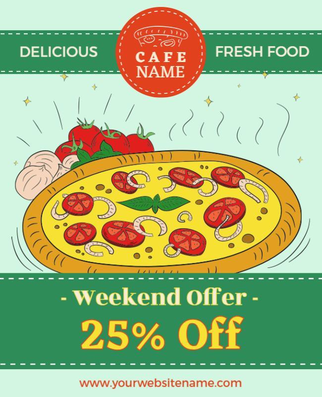 Pizza Cafe Weekend Discount Offer Flyer Template