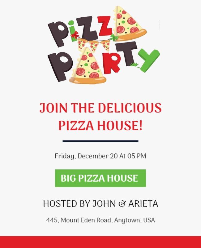 Pizza Party Event Invitation Flyer Template