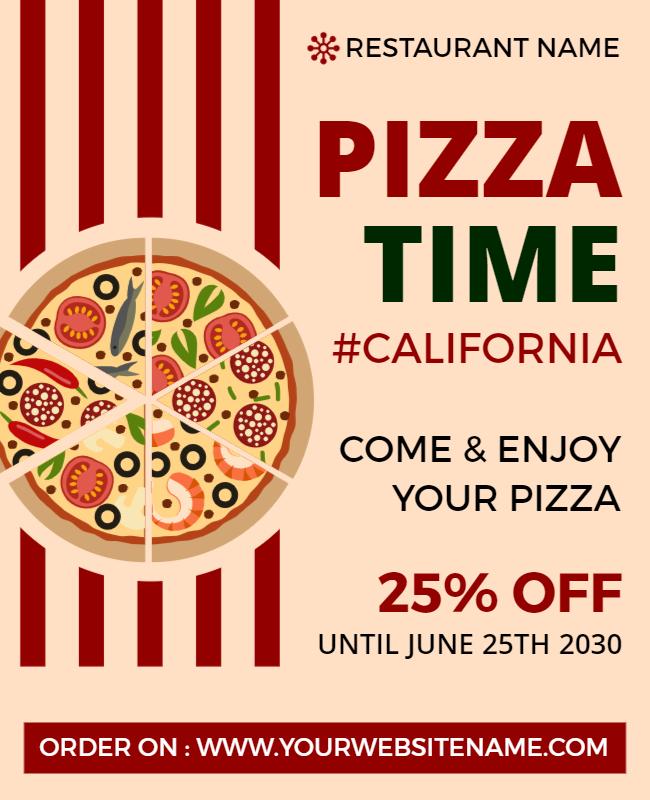 Playful Red and Green Pizza Time Promotion Flyer Template