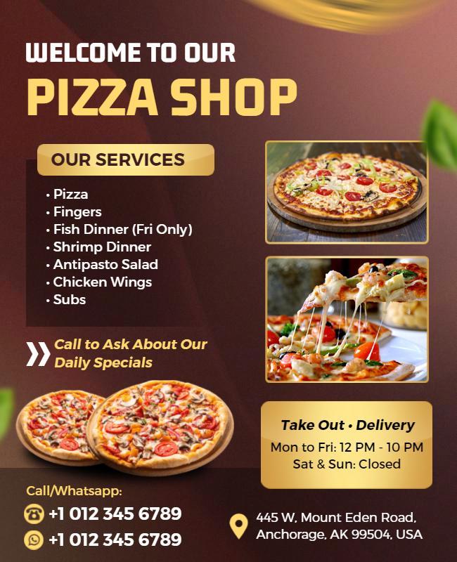 Pizza Restaurant Menu Services Flyer Template