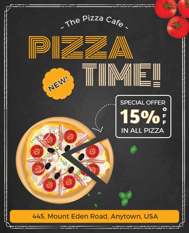 Playful Yellow Pizza Promotion Special Offer Flyer Template