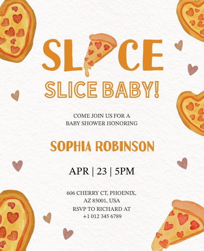Pizza Themed Baby Shower Invitation Flyer Template