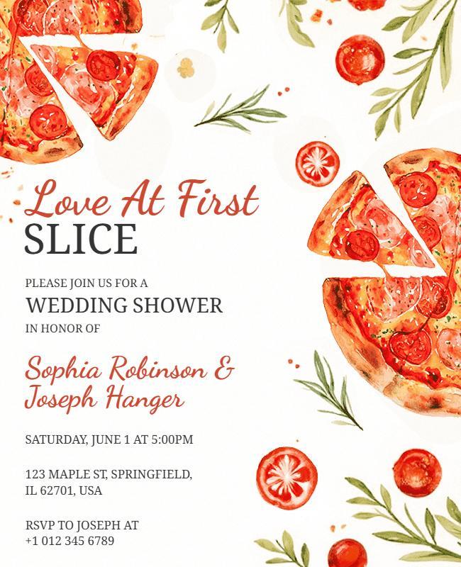 Pizza Themed Wedding Shower Invitation Flyer Template