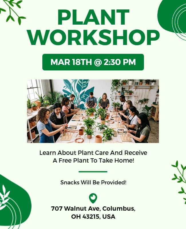 Plant Care Workshop Event Flyer Template