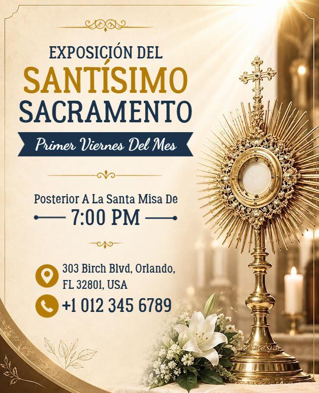 Plantilla De Anuncio Para La Exposición Del Santísimo Sacramento