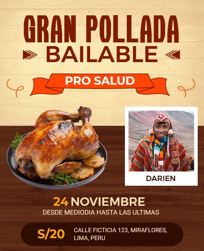 Plantilla De Flyer Para La Gran Pollada Bailable Pro Salud