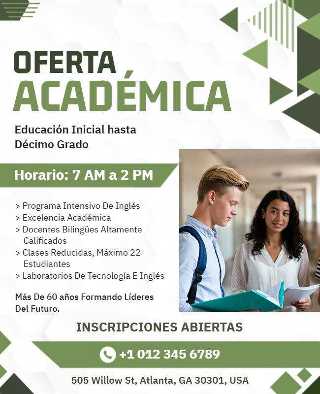 Plantilla De Folleto De Oferta Académica