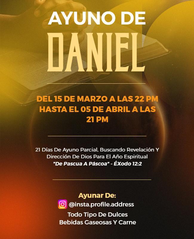 Plantilla De Folleto Para El Anuncio De UN Evento Religioso De Ayuno De Daniel