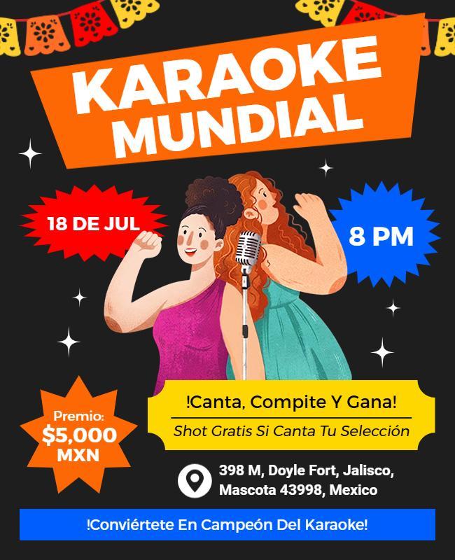 Plantilla De Folleto Para El Evento Del Campeonato Mundial De Karaoke