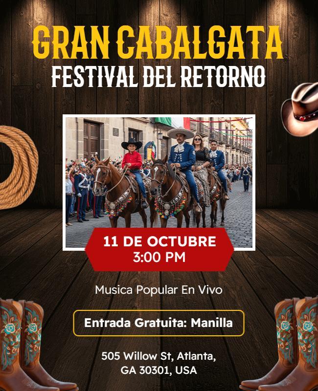 Plantilla De Folleto Para El Festival Ecuestre De La Gran Cabalgata