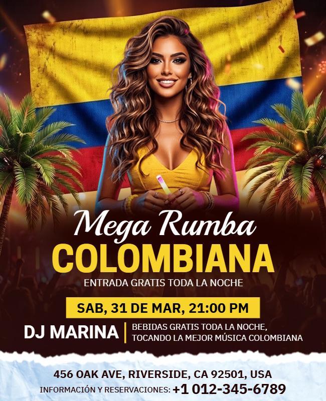 Plantilla De Folleto Para Evento Colombiana Mega Rumba