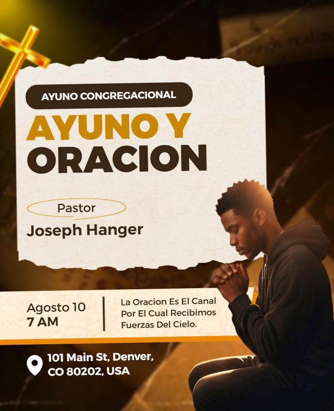 Plantilla De Folleto Para Evento Congregacional De Oración Y Ayuno