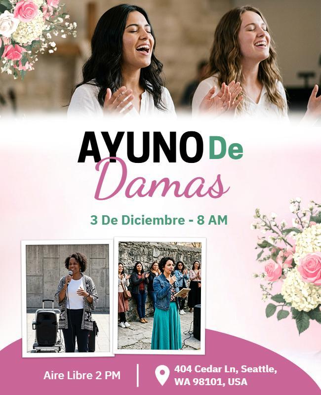 Plantilla De Folleto Para Evento De Ayuno Y Comunión Espiritual Para Damas