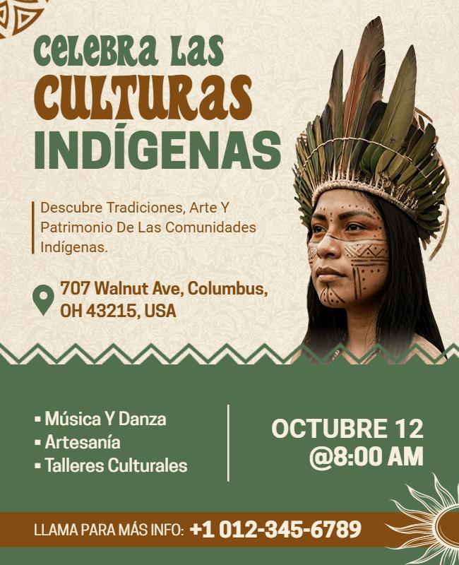 Plantilla De Folleto Para Evento De Celebración De Culturas Indígenas