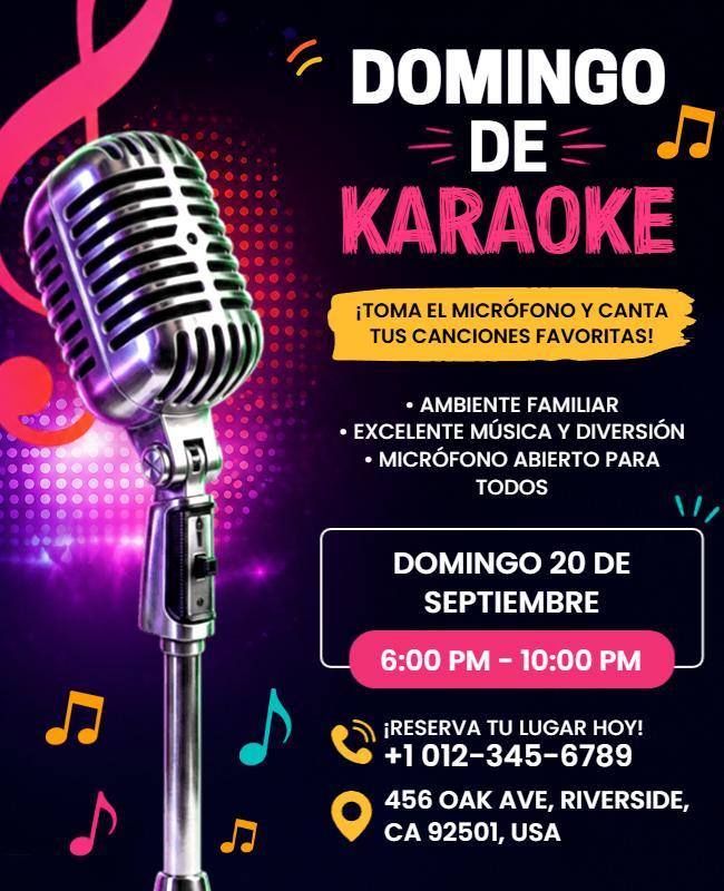 Plantilla De Folleto Para Evento De Karaoke De Domingo