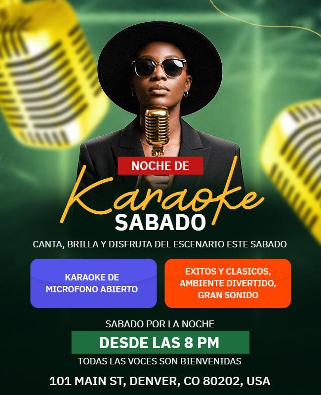 Plantilla De Folleto Para Evento De Karaoke Del Sábado Por La Noche