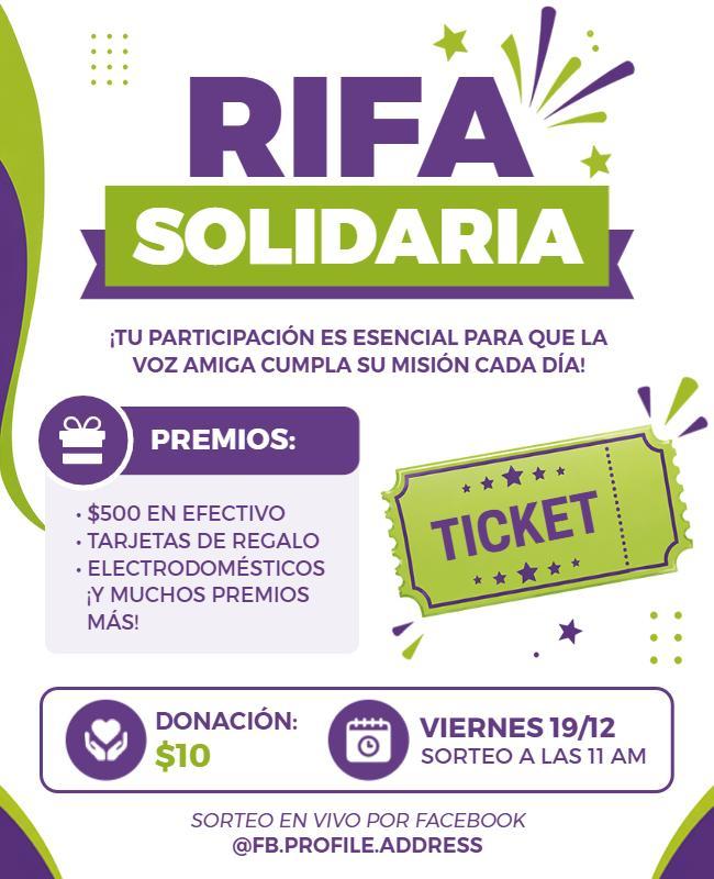 Plantilla De Folleto Para Evento De Rifa Solidaria