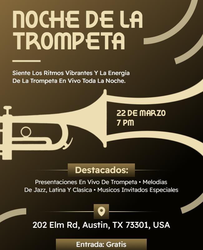 Plantilla De Folleto Para Evento Nocturno De Música En Vivo Con Trompeta