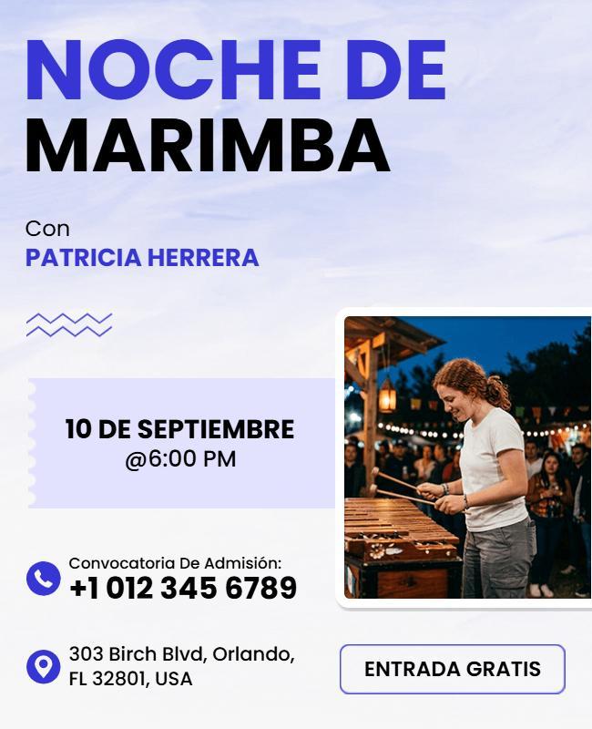 Plantilla De Folleto Para Noche De Marimba Con Música En Vivo
