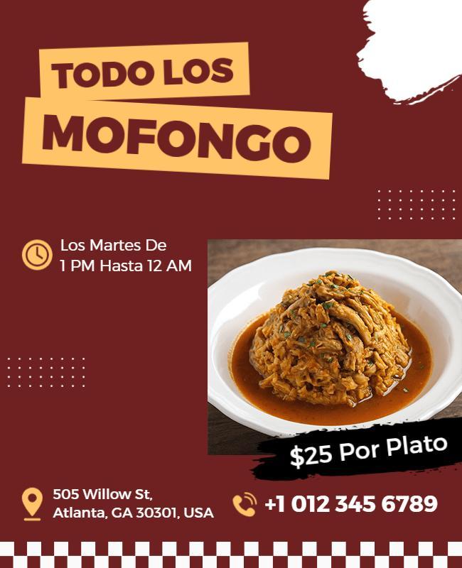 Plantilla De Folleto Para Restaurante Con Oferta Especial De Mofongo
