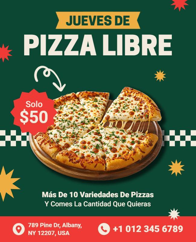 Plantilla De Folleto Promocional Jueves De Pizza Libre