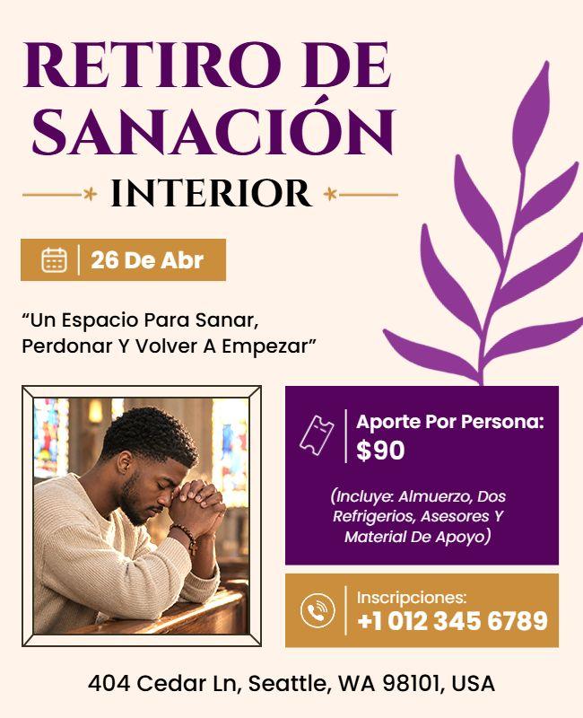 Plantilla De Folleto Retiro De Sanación Interior