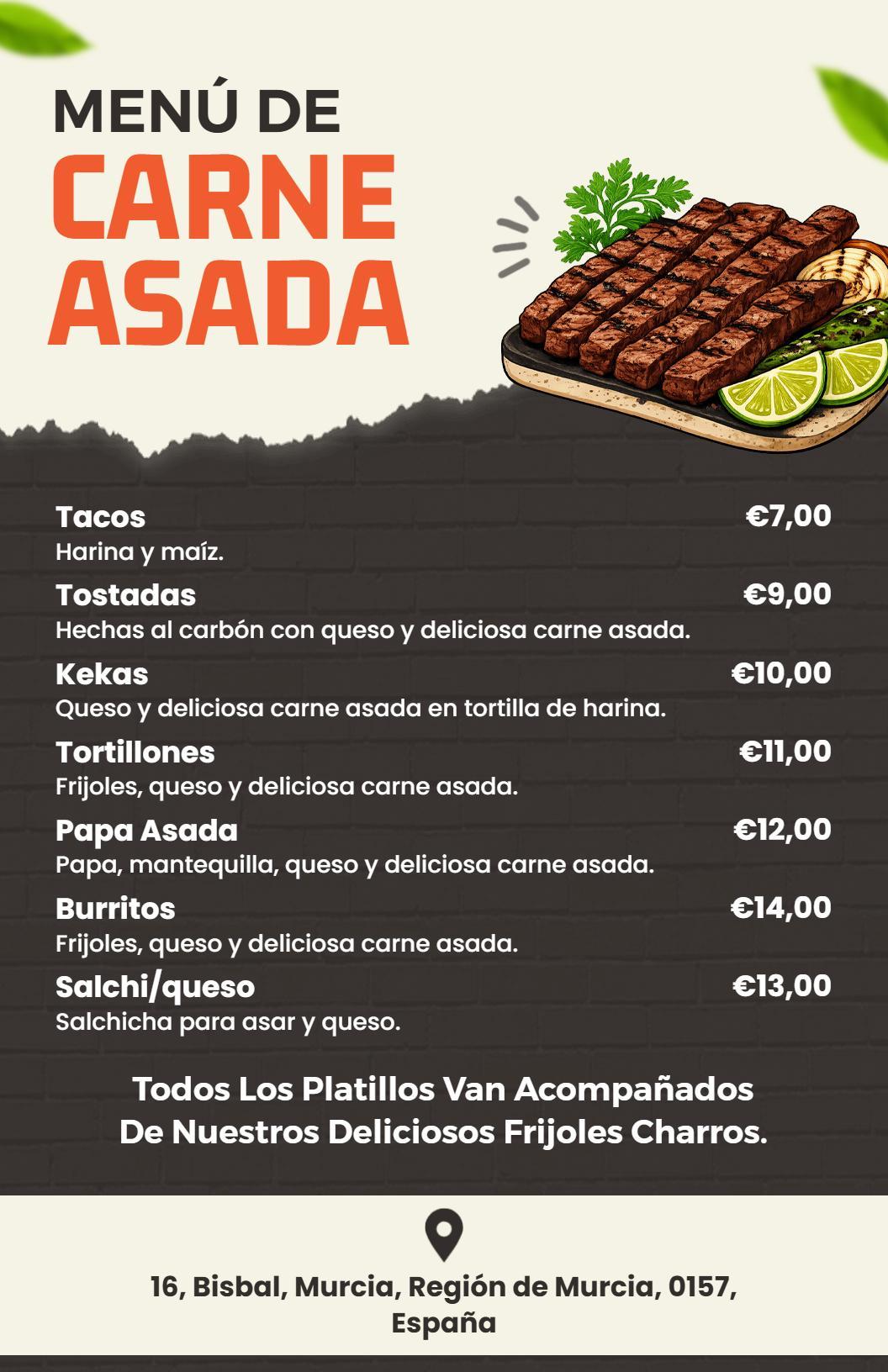 Plantilla De Menú De Carne Asada Al Estilo Barbacoa Clásica