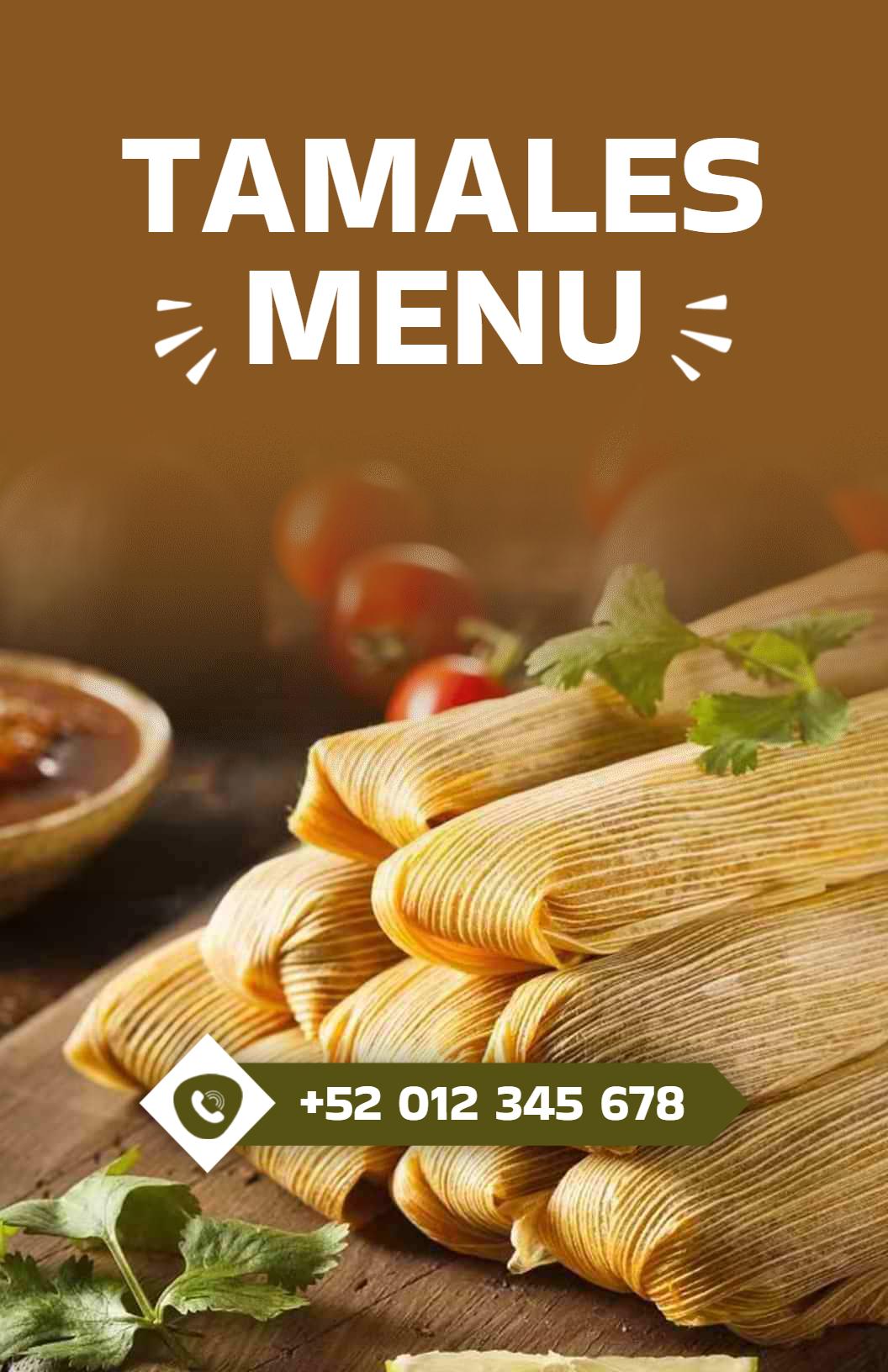 Plantilla De Menú De Tamales Tradicionales Y Platos Especiales