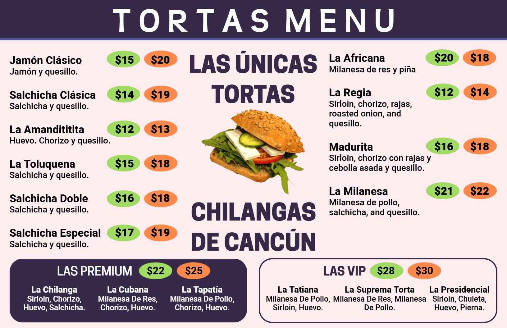 Plantilla De Menú De Tortas De Carne Y Pollo Premium Con Ingredientes Sabrosos
