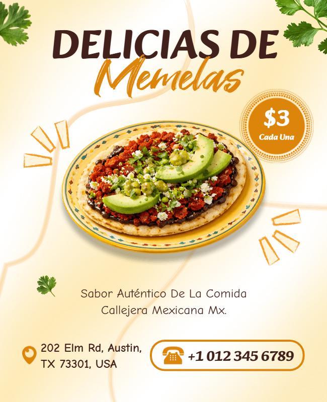 Plantilla De Póster Para Oferta Especial De Deliciosas Memelas