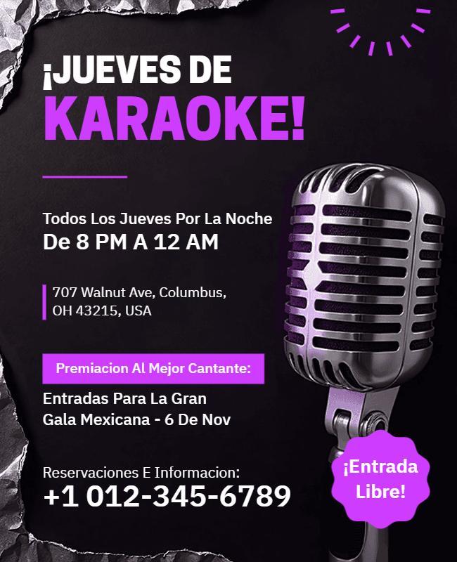 Plantilla De Volante De Karaoke Con Entrada Gratuita El Jueves