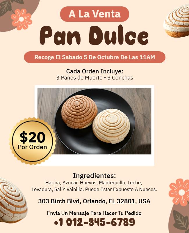 Plantilla De Volante De Promoción De Panadería Pan Dulce