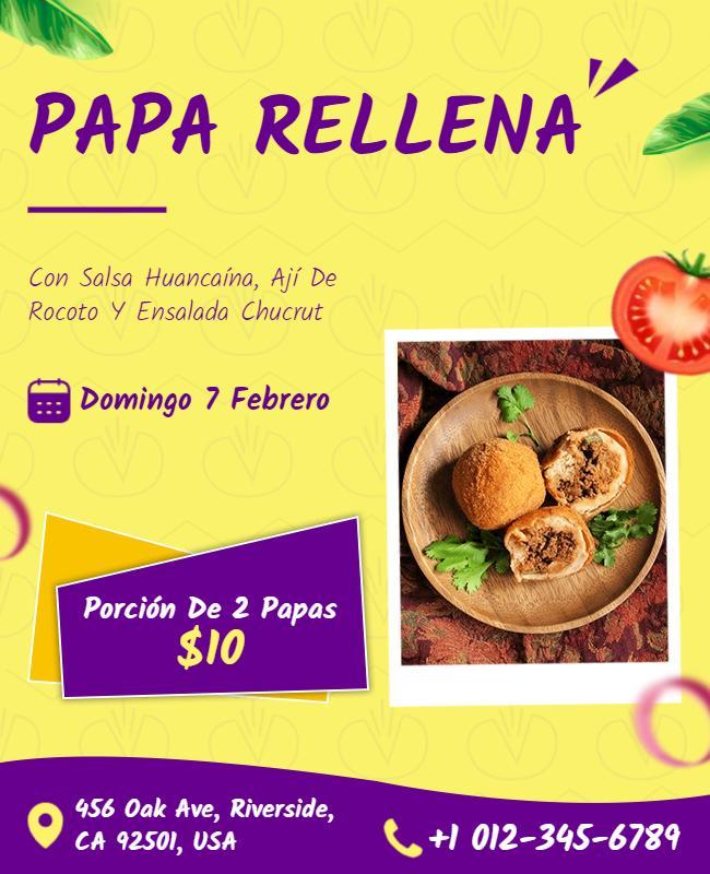 Plantilla De Volante Del Plato Tradicional Peruano De Papa Rellena