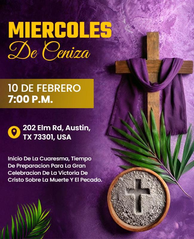 Plantilla De Volante Para El Servicio Religioso Del Miércoles De Ceniza