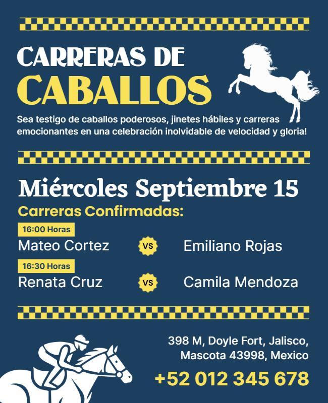 Plantilla De Volante Para Emocionante Evento De Carreras De Caballos