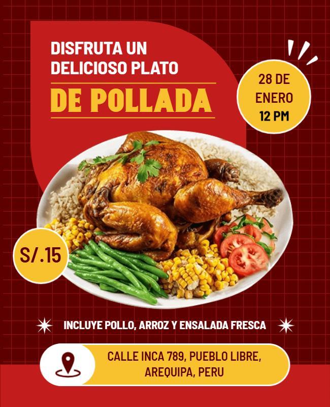 Plantilla De Volante Para Evento Con Plato De Deliciosa Pollada